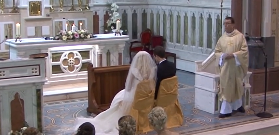 Singing Priest brings Blushing Bride to tears